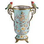 Ваза с двумя птичками из фарфора с бронзовыми элементами Garden of Eden варинант исполнения - 1 | Loft Concept в Рязани