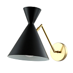 Бра черного цвета с конусообразным плафоном на золотом основании Loft Metal варинант исполнения - 1 | Loft Concept в Рязани