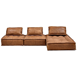 Модульное коричневое кожаное кресло Caron Leather Armchair варинант исполнения - 5 | Loft Concept в Рязани