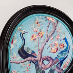 Полукресло из массива бука бирюзовое с изображением птиц и цветов Turquoise Chinoiserie Garden Chair варинант исполнения - 5 | Loft Concept в Рязани