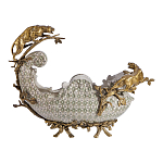 Чаша для фруктов из фарфора бронзовыми фигурками леопардов Eden Garden варинант исполнения - 3 | Loft Concept в Рязани