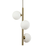 Подвесной светильник с 3-мя сферическими плафонами из матового стекла Pearls Suspension Brass Tube Hanging Lamp варинант исполнения - 1 | Loft Concept в Рязани