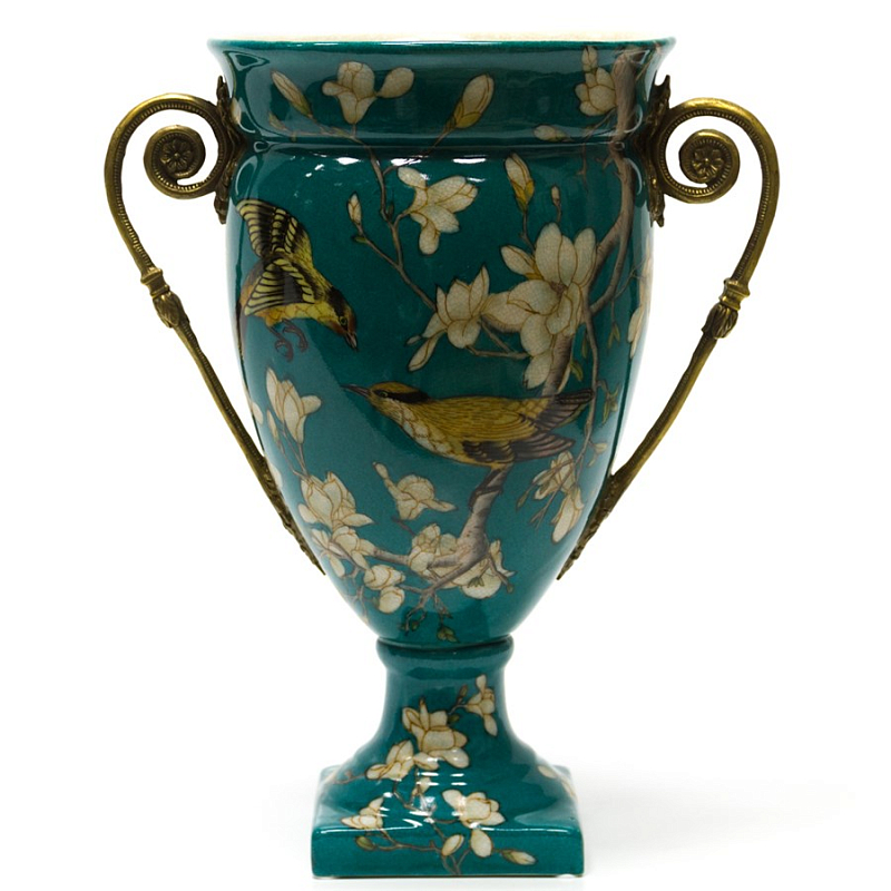 Фарфоровая ваза Porcelain Turquoise Cup Бирюзовый Бронза Фарфоровая ваза Porcelain Turquoise Cup Бирюзовый Бронза в Рязани | Loft Concept