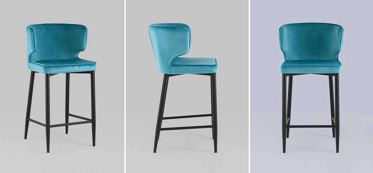 Стул Полубарный Chair посадка 65 см Бирюзовый Велюр Стул Полубарный Chair посадка 65 см Бирюзовый Велюр - Loft-Concept в Рязани