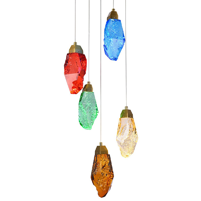 Потолочный светильник с пятью цветными плафонами Soar Colorful Lamp Латунь Мульти Потолочный светильник с пятью цветными плафонами Soar Colorful Lamp Латунь Мульти в Рязани | Loft Concept
