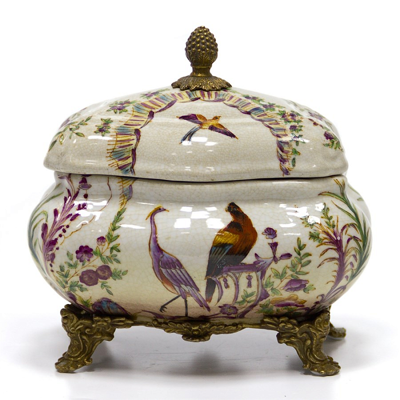 Шкатулка Box Heron and Parrot Бежевый Бронза Шкатулка Box Heron and Parrot Бежевый Бронза в Рязани | Loft Concept
