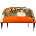 Диван двухместный из натурального бука оранжевый с цветным принтом Impressionism in Art варинант исполнения - 1 | Loft Concept в Рязани