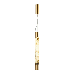 Подвесной светильник цилиндрической формы с плафоном из алебастра и металлическими торцами Латунь 60 см Cryptocrystalline Stone варинант исполнения - 2 | Loft Concept в Рязани