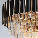 Люстра из черного металла с многоярусными подвесками из прозрачного хрусталя на золотой цепи Empire Black Chandelier Crystal варинант исполнения - 6 | Loft Concept в Рязани