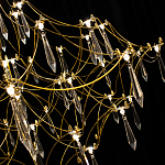 Люстра подвесная с изогнутым металлическим каркасом и множеством хрустальных подвесок Золото Диаметр 80 см Quasar варинант исполнения - 1 | Loft Concept в Рязани