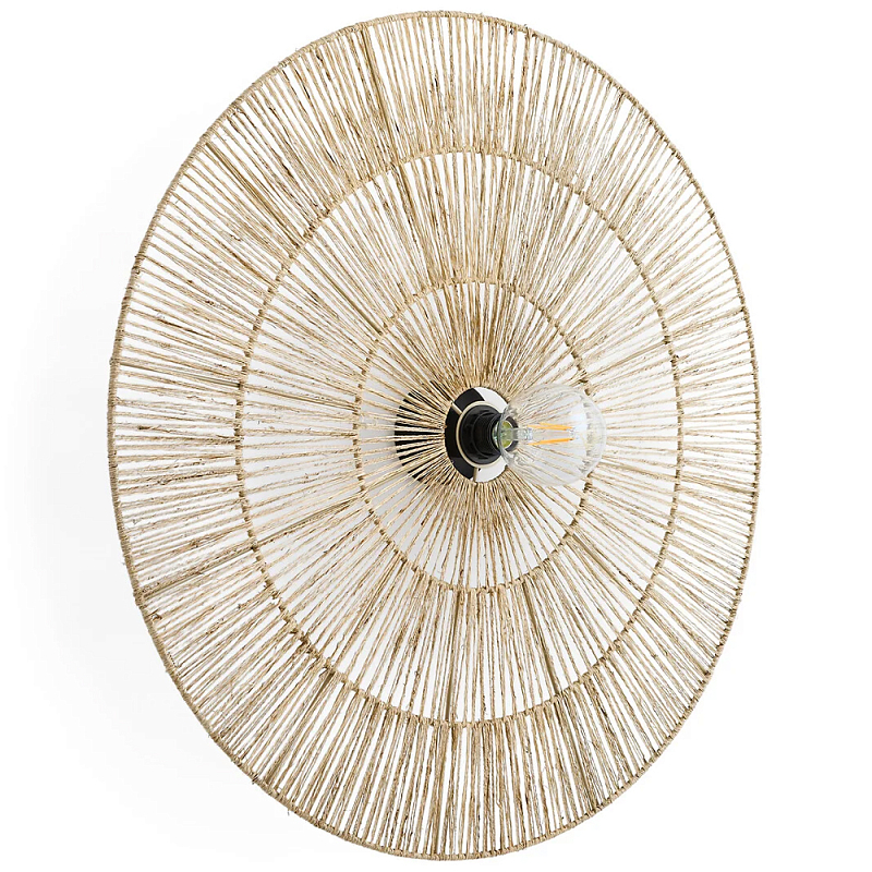 Круглый настенный светильник с декором из пеньковой веревки Alano Wall Lamp Бежевый Круглый настенный светильник с декором из пеньковой веревки Alano Wall Lamp Бежевый в Рязани | Loft Concept