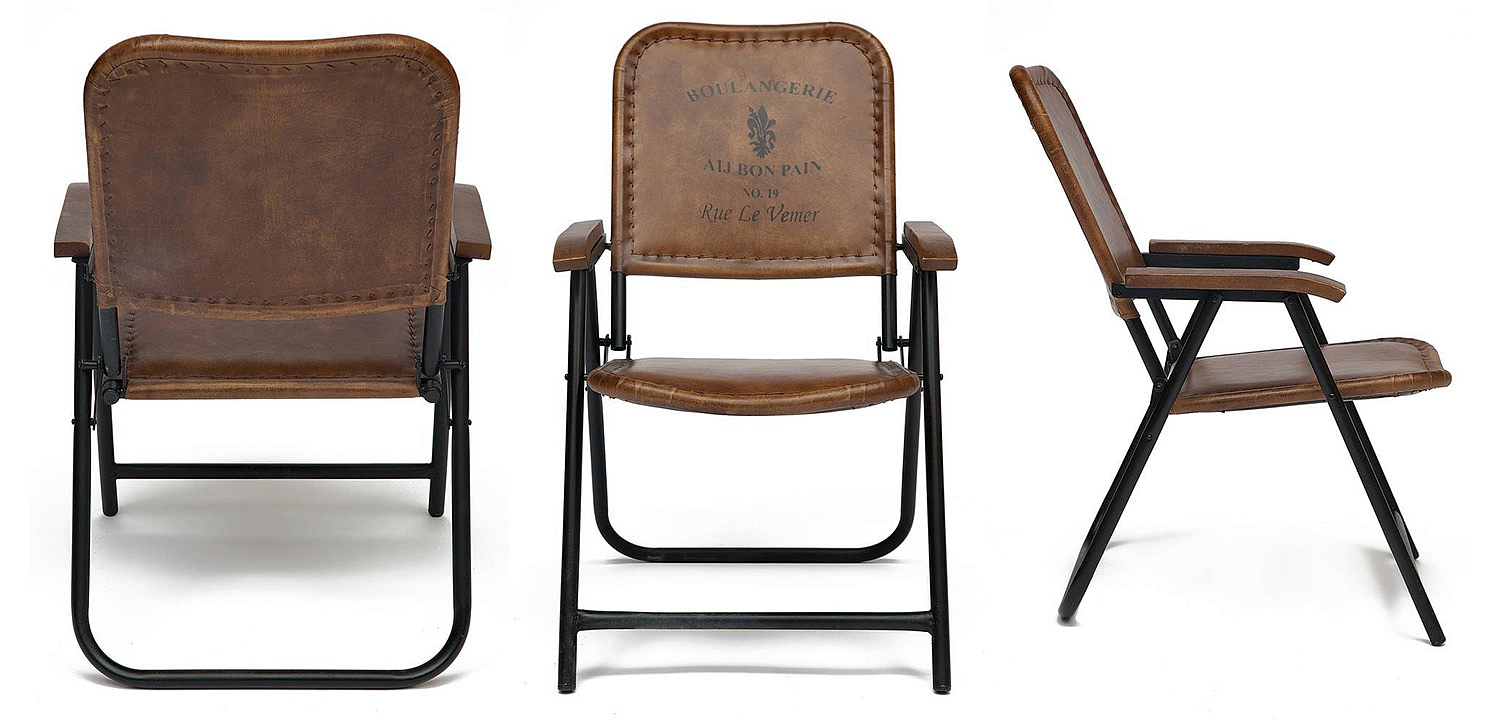 Складной кожаный стул Industrial Folding buffalo leather chair Складной кожаный стул Industrial Folding buffalo leather chair - Loft-Concept в Рязани