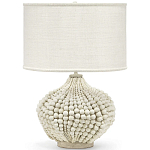 Настольная лампа с абажуром и каркасом из белых деревянных бусин White Wooden Beads Table Lampshade варинант исполнения - 1 | Loft Concept в Рязани