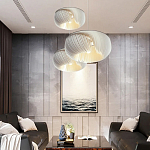 Подвесной светильник с белыми изящными декоративными лепестками Volumetric Petal Lamp варинант исполнения - 7 | Loft Concept в Рязани