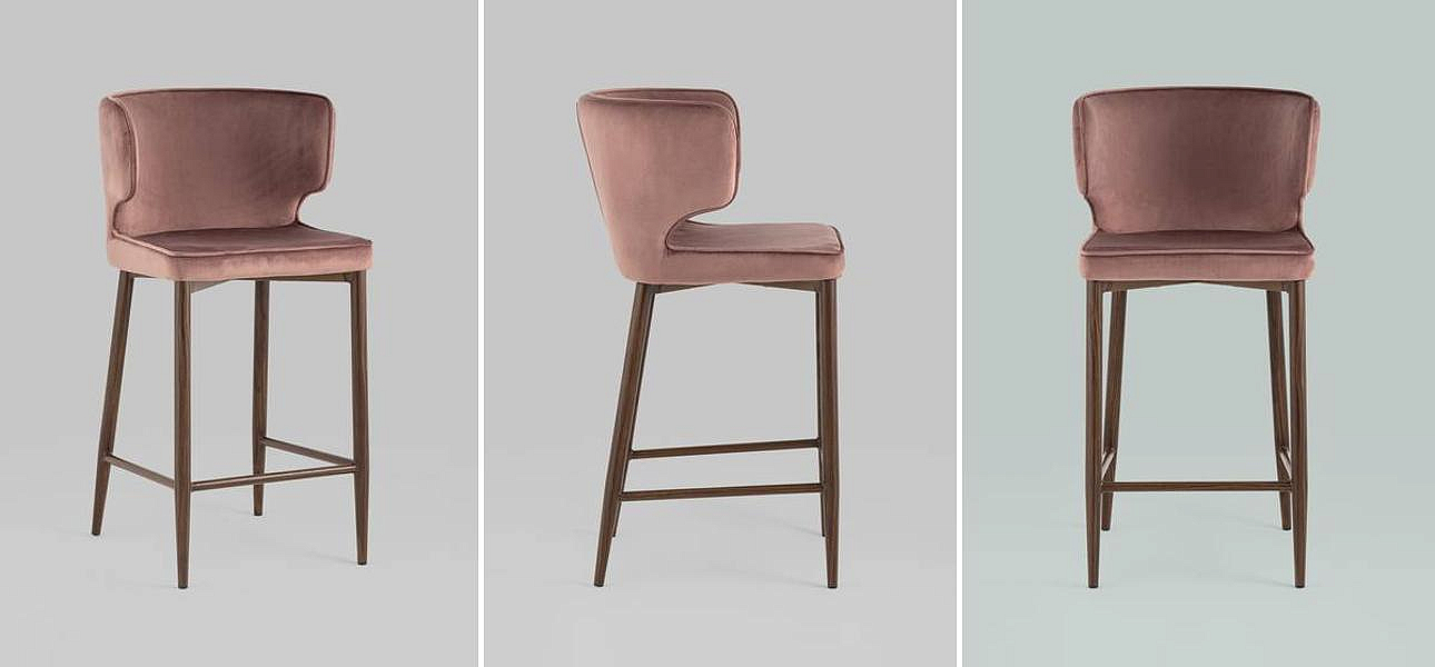 Стул Полубарный Chair посадка 65 см Пыльно-Розовый Велюр Стул Полубарный Chair посадка 65 см Пыльно-Розовый Велюр - Loft-Concept в Рязани