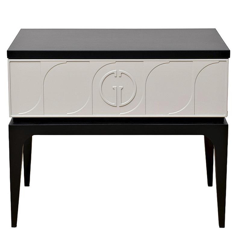 Тумбочка прикроватная с ящиком черно-серого цвета Noble Nightstand Черный Серый в Рязани | Loft Concept 