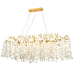Линейная люстра с круглыми хрустальными подвесками Fairytree Gold Crystal Branches Linear Chandelier  варинант исполнения - 1 | Loft Concept в Рязани