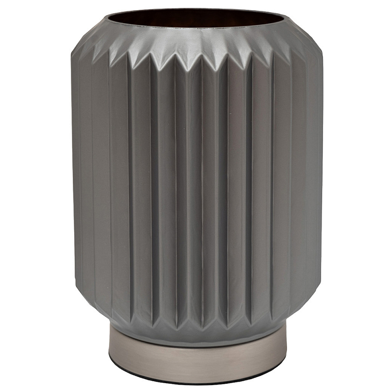 Настольная лампа стеклянная фактурная серого цвета Smoky Corrugated Lamp Серый Настольная лампа стеклянная фактурная серого цвета Smoky Corrugated Lamp Серый в Рязани | Loft Concept