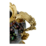 Ваза из фарфора черная с цветочной росписью и бронзовыми элементами Spring Garden варинант исполнения - 2 | Loft Concept в Рязани