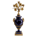 Подсвечник из темно-синего фарфора с бронзовыми элементами и цветами Eden Garden варинант исполнения - 1 | Loft Concept в Рязани