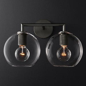 Бра Utilitaire Globe Shade Double Sconce Black