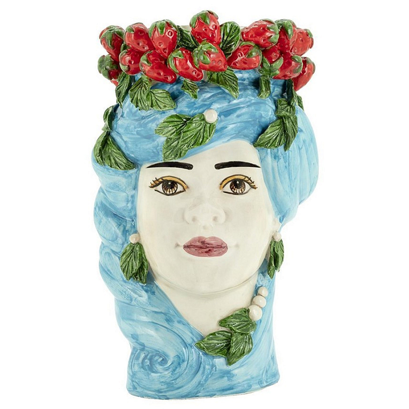 Ваза Vase Strawberries Head Lady Azure Белый Красный Зеленый Голубой Ваза Vase Strawberries Head Lady Azure Белый Красный Зеленый Голубой в Рязани | Loft Concept