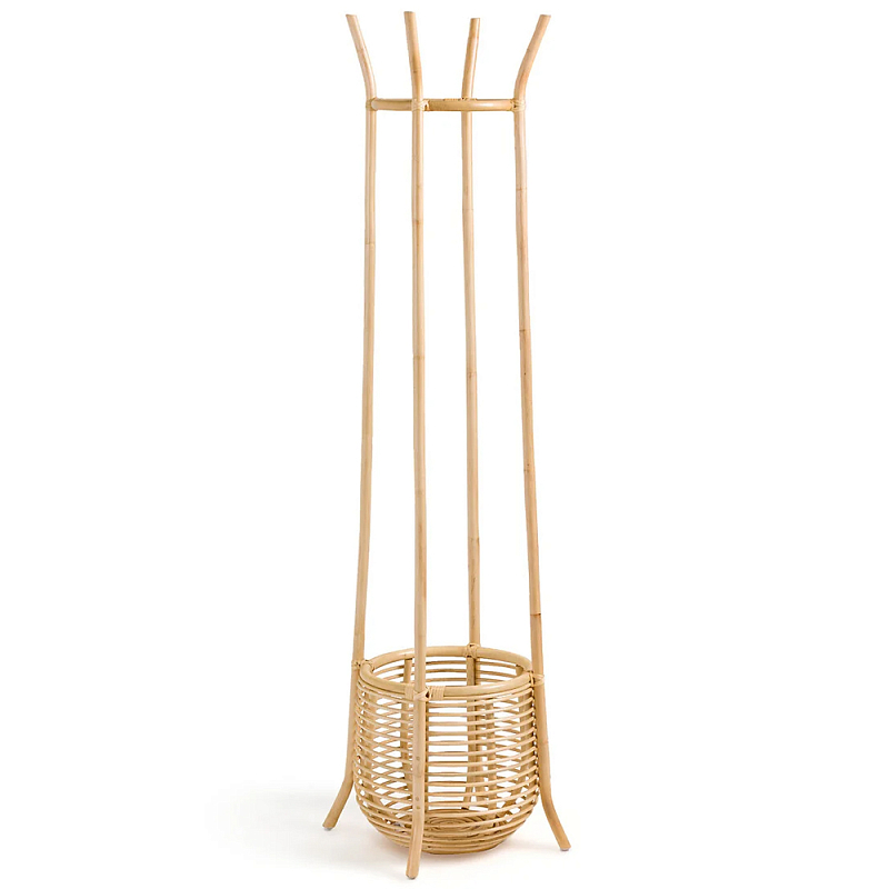 Напольная вешалка с корзиной из ротанга Trina Wicker Floor Hanger Бежевый Напольная вешалка с корзиной из ротанга Trina Wicker Floor Hanger Бежевый в Рязани | Loft Concept