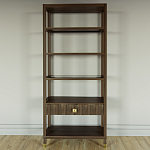 Стеллаж Elsa Dreams Walnut со стеклянными полками и ящиком варинант исполнения - 4 | Loft Concept в Рязани