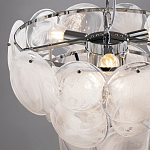 Люстра из белых стеклянных дисков на серебрянном каркасе White Glowing Reflectors варинант исполнения - 5 | Loft Concept в Рязани