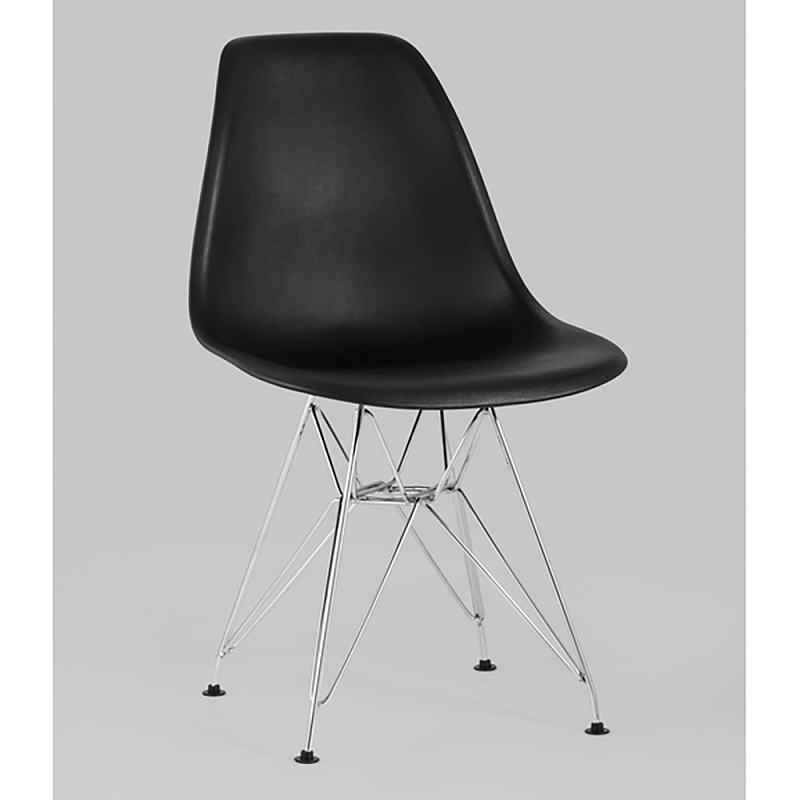 Стул Eames DSR Black Черный Серебряный Стул Eames DSR Black Черный Серебряный в Рязани | Loft Concept