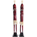 Комплект из 2-х деревянных статуэток Asmat Tall Statuettes Red варинант исполнения - 1 | Loft Concept в Рязани