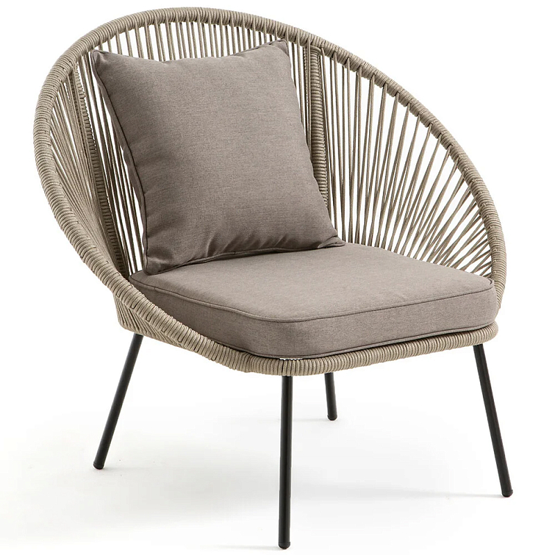 Садовое кресло Аcapulco Grey Chair Бежевый Серо-бежевый Черный Садовое кресло Аcapulco Grey Chair Бежевый Серо-бежевый Черный в Рязани | Loft Concept