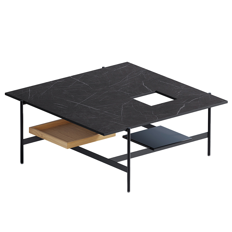 Karat журнальный столик цвета тёмный камень с съемным подносом Серый Черный в Рязани | Loft Concept 