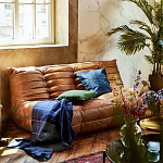 Дизайнерский кожаный диван коричневый без подлокотников Aveline Leather Sofa варинант исполнения - 6 | Loft Concept в Рязани