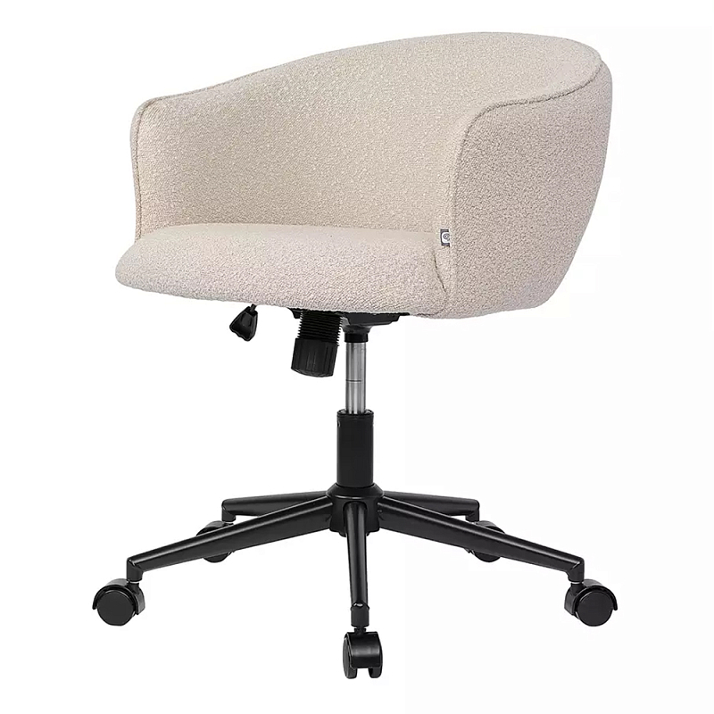 Кресло офисное полукруглое с буклированной обивкой Adjustable Chair Бежевый Кресло офисное полукруглое с буклированной обивкой Adjustable Chair Бежевый в Рязани | Loft Concept