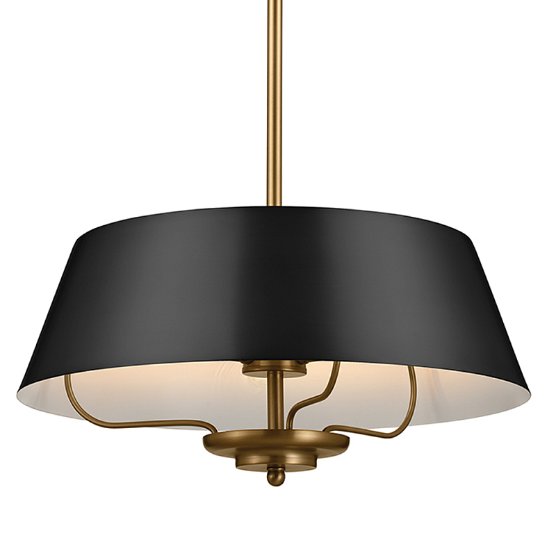 Подвесной светильник с конусовидным металлическим абажуром черного цвета Kichler Латунь Черный в Рязани | Loft Concept 