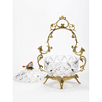 Конфетница с бронзовой ручкой и фарфоровой птичкой на крышке Eden Garden варинант исполнения - 2 | Loft Concept в Рязани