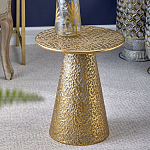 Журнальный столик с конусообразной основой и текстурной поверхностью золотого цвет Ethnic Metal варинант исполнения - 3 | Loft Concept в Рязани