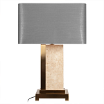 Настольная лампа с основанием из натурального камня c серым прямоугольным абажуром Lapis Tiburtinus варинант исполнения - 1 | Loft Concept в Рязани