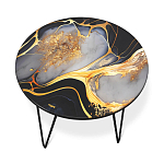 Стол журнальный с круглой столешницей из стекла Gold and Black Marble варинант исполнения - 2 | Loft Concept в Рязани