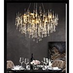 Люстра черная с прозрачными стеклянными подвесками в форме капель FAIRYTREE Light варинант исполнения - 4 | Loft Concept в Рязани