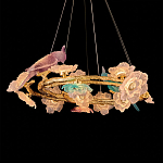 Люстра круглая на золотом каркасе с птичками и цветочным декором Miscellaneous herbs варинант исполнения - 4 | Loft Concept в Рязани