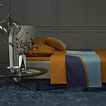 Плед из хлопка синего цвета с абстрактным принтом Elysian Flow Ocean варинант исполнения - 6 | Loft Concept в Рязани