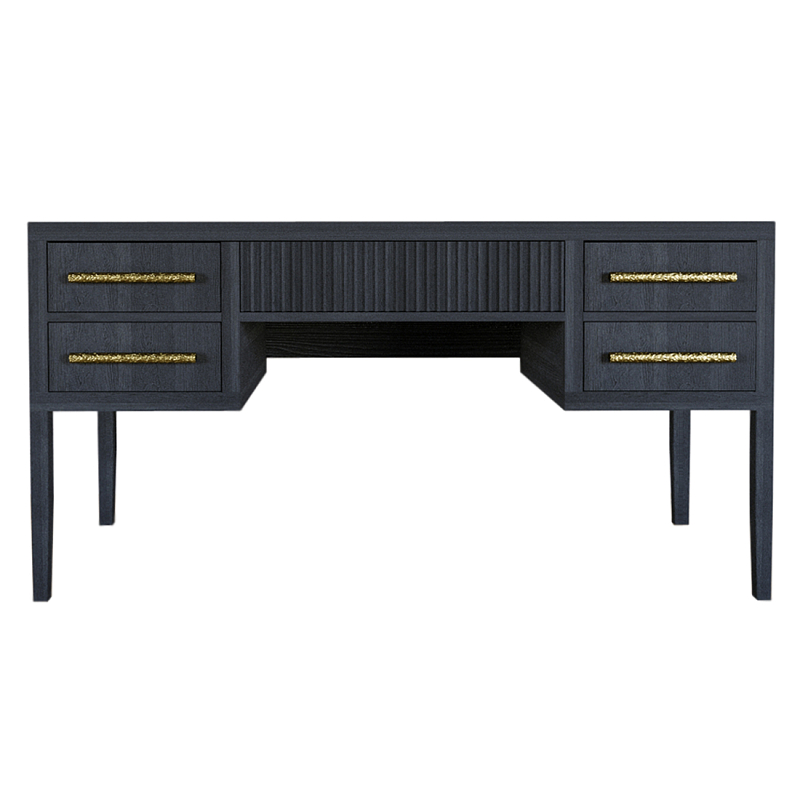 Большой Рабочий стол Primo с 5 выдвижными ящиками Черный дуб Черный в Рязани | Loft Concept 