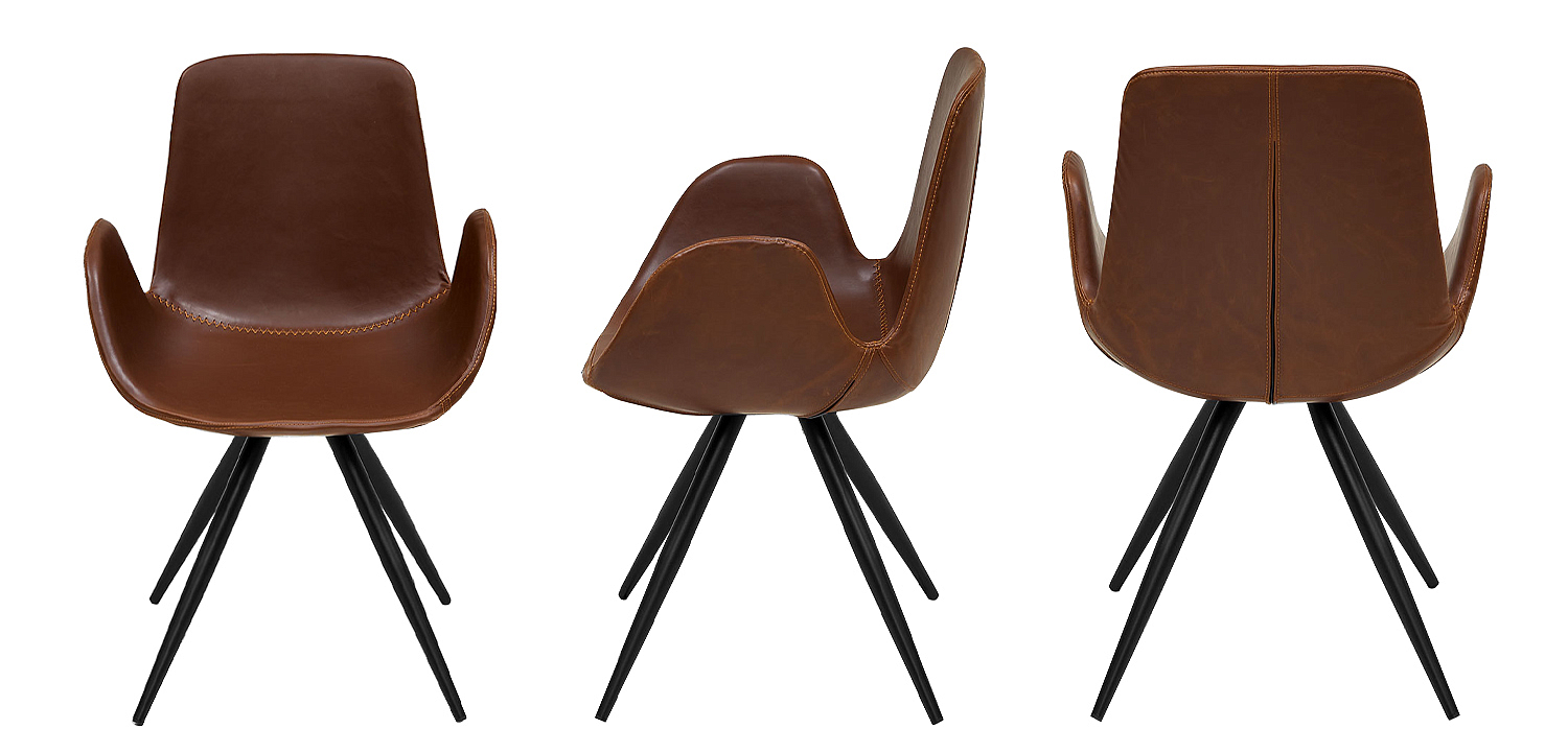 Стул коричневый с обивкой из эко-кожи Leigh Chair Стул коричневый с обивкой из эко-кожи Leigh Chair - Loft-Concept в Рязани