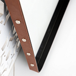 Зеркало прямоугольное в металлической раме с кожаной отделкой Loft in Reflection варинант исполнения - 3 | Loft Concept в Рязани