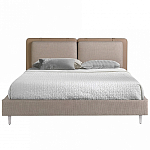 Кровать двуспальная серая с изголовьем из экокожи и ткани Modern Look варинант исполнения - 3 | Loft Concept в Рязани