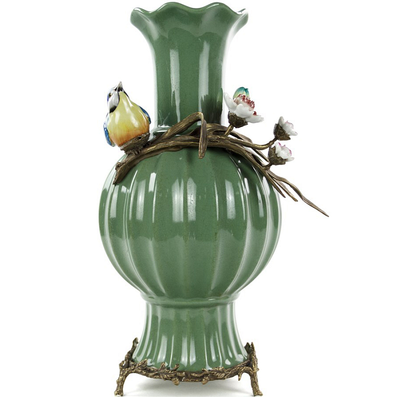 Фарфоровая ваза Deep Green Vase Зеленый шалфей Бронза Фарфоровая ваза Deep Green Vase Зеленый шалфей Бронза в Рязани | Loft Concept