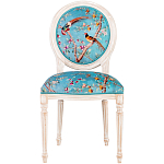 Стул из массива бука бирюзовый с изображением птиц и цветов Turquoise Beige Chinoiserie Peach Garden Chair варинант исполнения - 1 | Loft Concept в Рязани