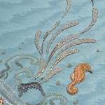 Обои с вышивкой ручной работы Amami Waves Moonbeam colourway on silk moire варинант исполнения - 3 | Loft Concept в Рязани